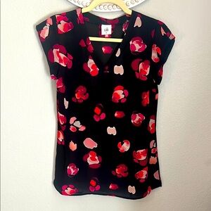CAbi Black and Red Fitted Blouse